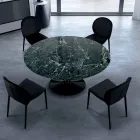 Mesa redonda moderna en mármol de Carrara y Marquinia Made in Italy - Dólares viadurini