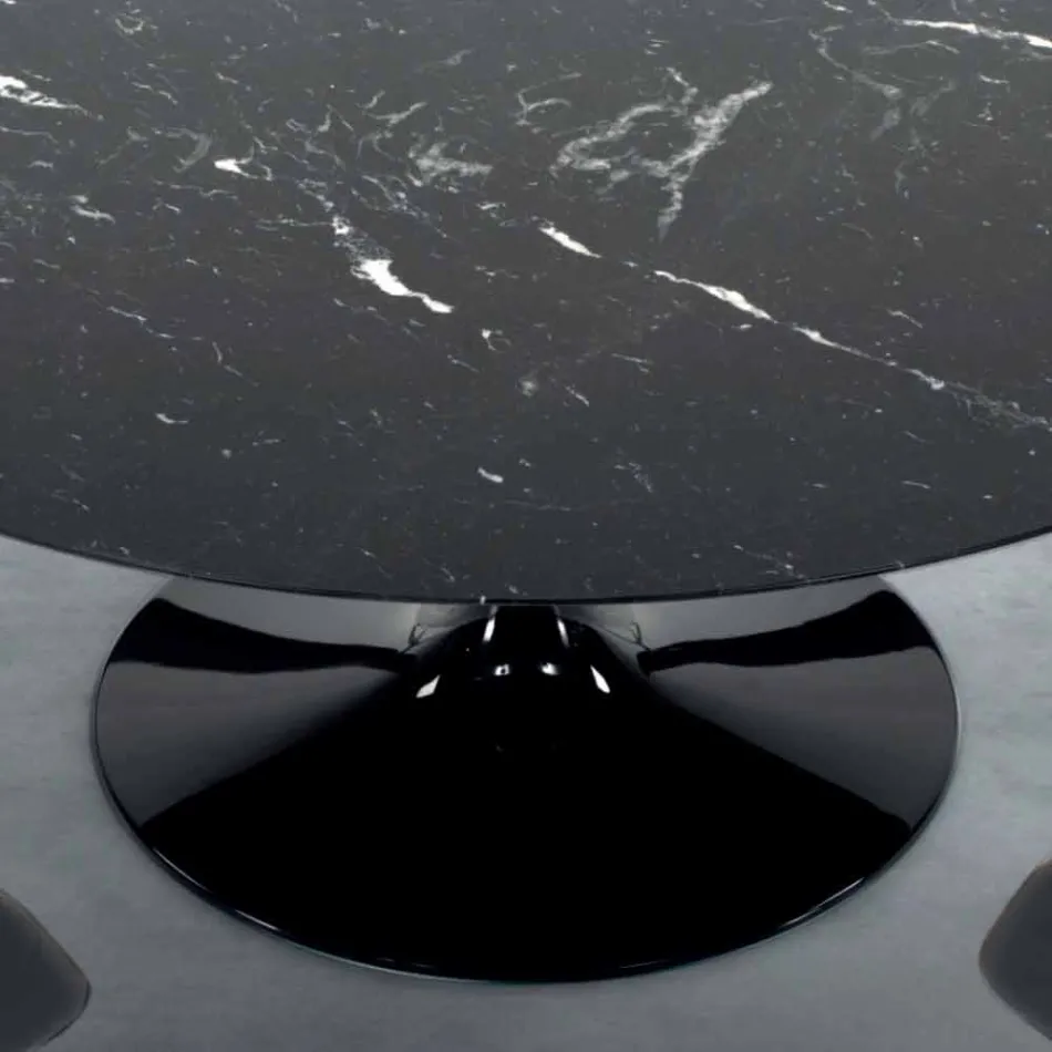 Mesa redonda moderna en mármol de Carrara y Marquinia Made in Italy - Dólares viadurini