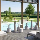 Mesa redonda de polietileno Slide Hoplà (H110) hpl top fabricado en Italia viadurini