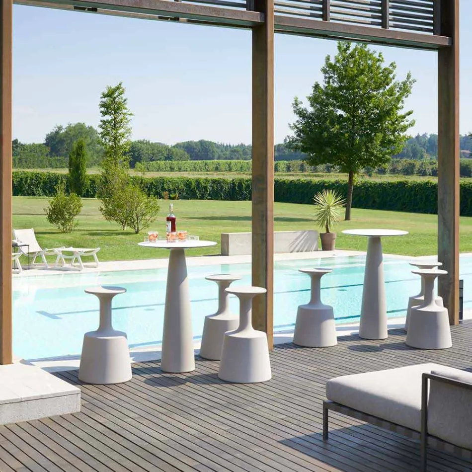 Mesa redonda de polietileno Slide Hoplà (H110) hpl top fabricado en Italia viadurini