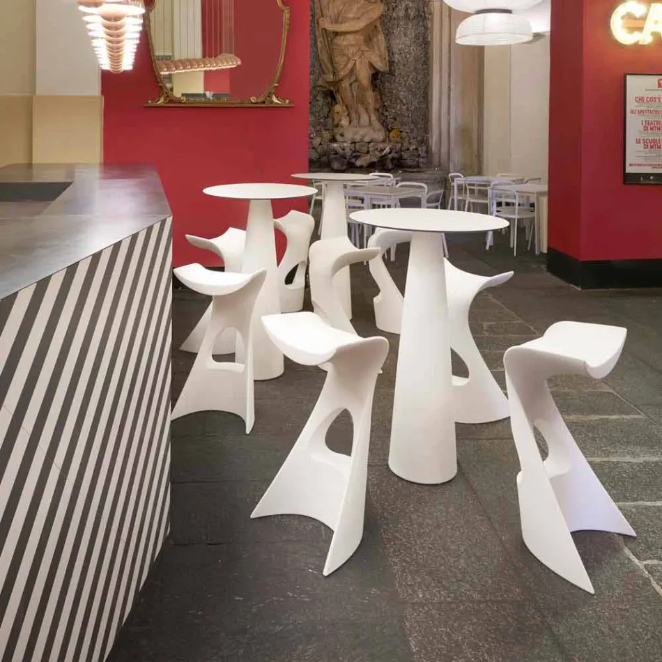 Mesa redonda de polietileno Slide Hoplà (H110) hpl top fabricado en Italia viadurini