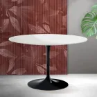 Mesa redonda Tulip de Saarinen, 74 cm de altura, en cerámica Florim blanca mate - Scarlet viadurini