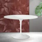 Mesa redonda Tulip de Saarinen, 74 cm de altura, en cerámica Florim blanca mate - Scarlet viadurini