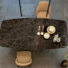 Tablero para mesa de comedor en cerámica mate y patas metálicas - Monacco viadurini