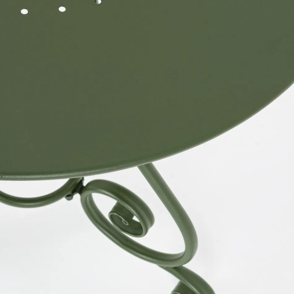 Mesa de jardín redonda estilo Shabby Chich en acero pintado - Enchantment viadurini