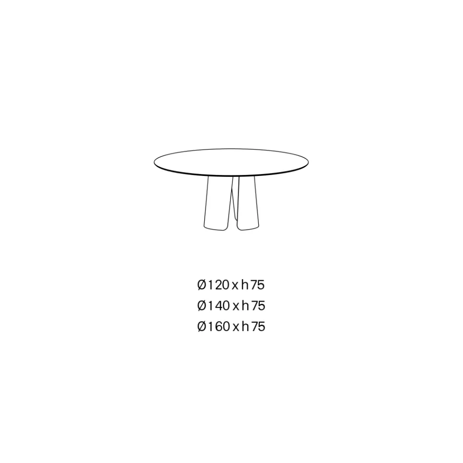 Mesa de comedor redonda con tablero de cerámica, fabricada en Italia - Caleido viadurini