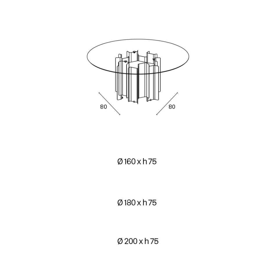 Mesa de comedor redonda de cristal extratransparente, fabricada en Italia - Duna viadurini