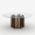 Mesa de comedor redonda de cristal extratransparente, fabricada en Italia - Duna