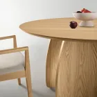 Mesa redonda de MDF para seis personas en tres colores con patas curvas - Argo viadurini