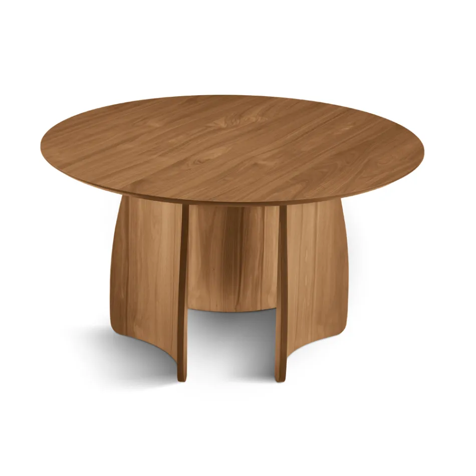 Mesa redonda de MDF para seis personas en tres colores con patas curvas - Argo viadurini