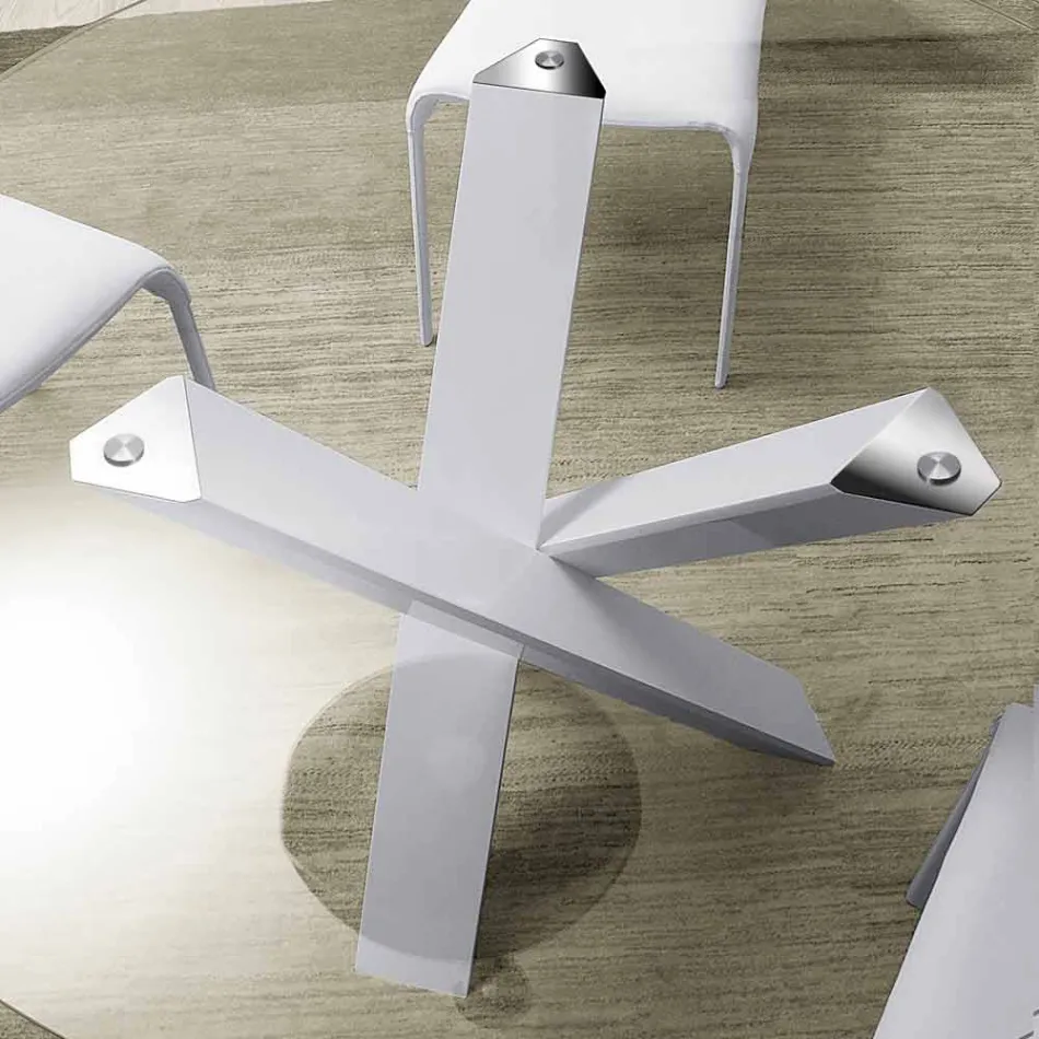 Mesa redonda de diseño d.130 con tapa de cristal realizada en Italia Cristal viadurini