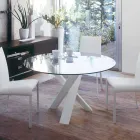 Mesa redonda de diseño d.130 con tapa de cristal realizada en Italia Cristal viadurini