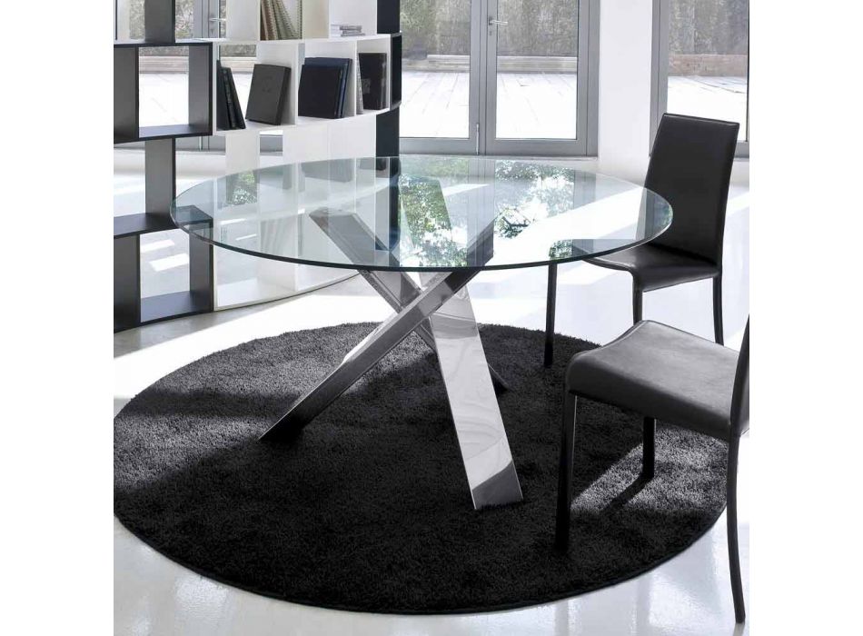 Round design table d.150 glass top made in Italy Cristal viadurini