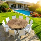 Mesa redonda de madera teca para interiores y exteriores Real Table viadurini