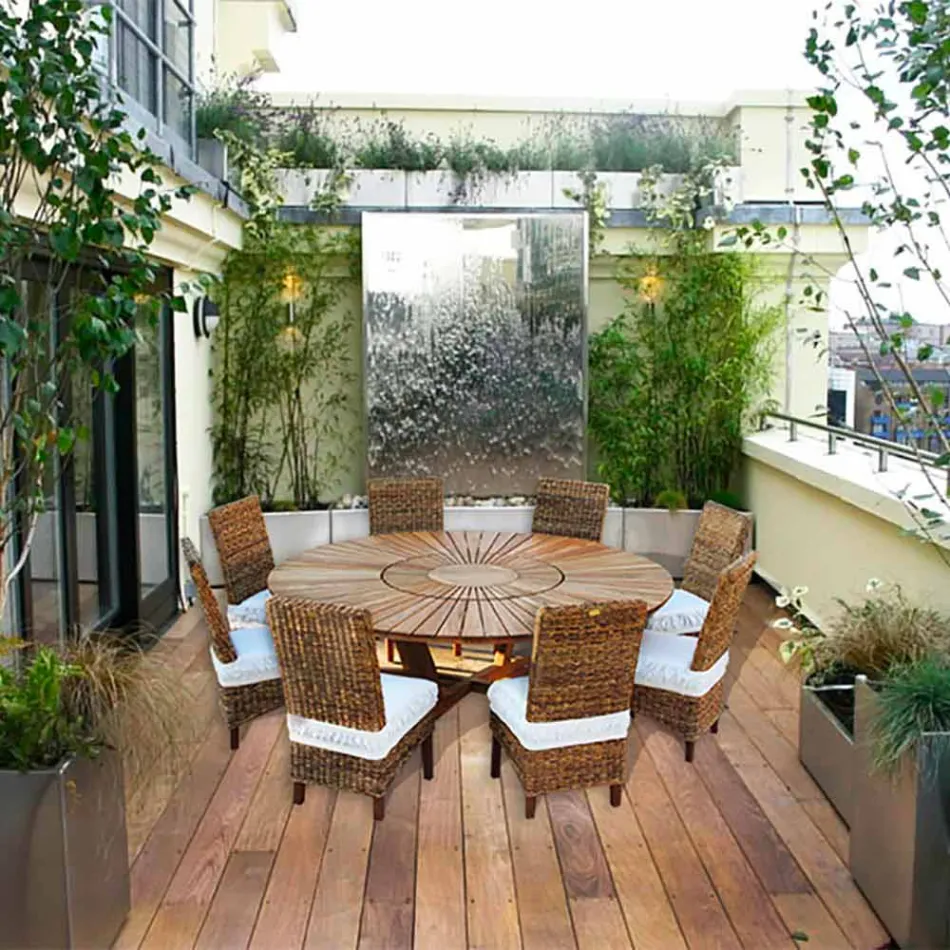 Mesa redonda de madera teca para interiores y exteriores Real Table viadurini