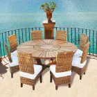 Mesa redonda de madera teca para interiores y exteriores Real Table viadurini