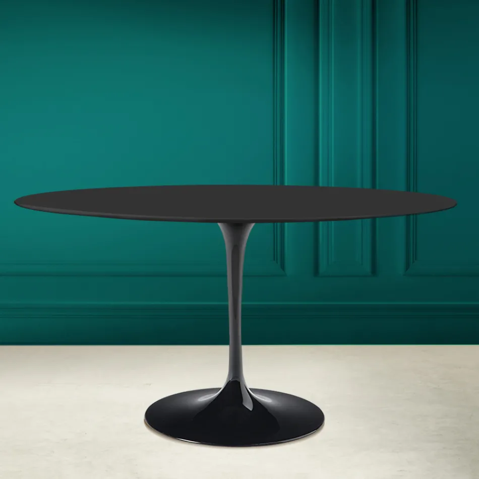 Mesa Tulip Eero Saarine H 73 Oval en Cerámica Noir Soft Made in Italy - Escarlata viadurini