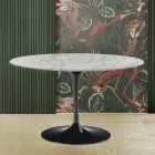 Eero Saarinen Mesa Tulip H 73 con Tapa Redonda en Mármol Statuarietto Carrara viadurini