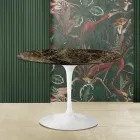 Eero Saarinen Mesa Tulip H 73 con Tapa Redonda en Mármol Oscuro Emperador viadurini