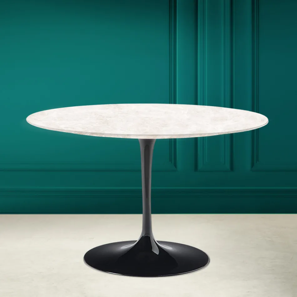 Mesa Tulip Eero Saarinen H 73 en Crema Diamante Cerámica Made in Italy - Escarlata viadurini