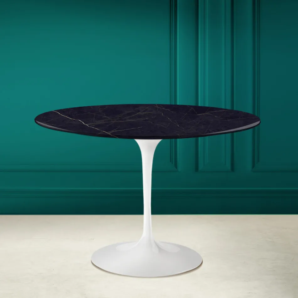 Mesa Tulip Eero Saarinen H 73 en Cerámica Noir Laurent Made in Italy - Escarlata viadurini