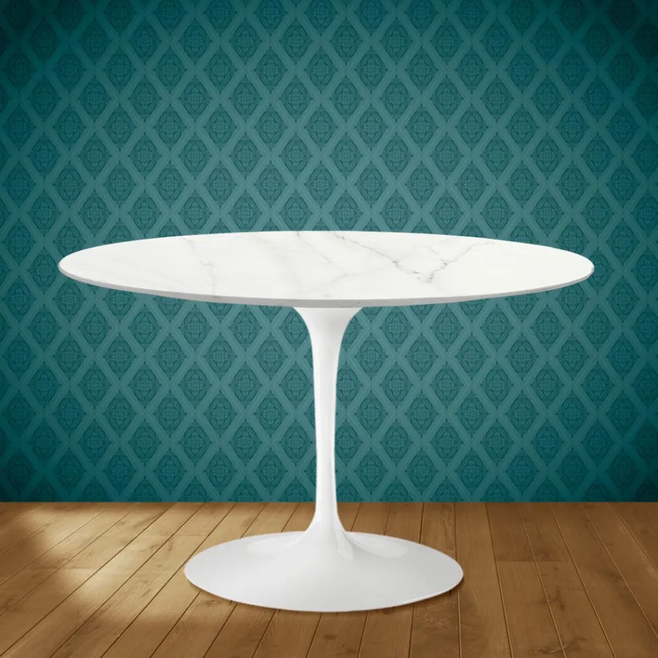 Mesa Tulip Eero Saarinen H 73 en Cerámica Rem Made in Italy - Escarlata viadurini