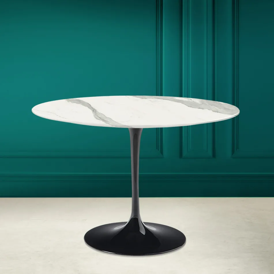 Mesa Tulip Eero Saarinen H 73 en Cerámica Statuario Full Vein Made in Italy - Escarlata viadurini
