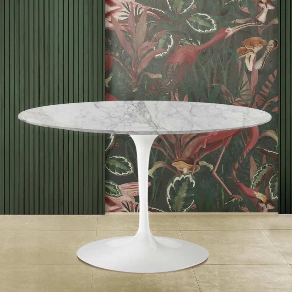 Mesa Tulip Eero Saarinen H 73 en Mármol Arabescato Made in Italy viadurini