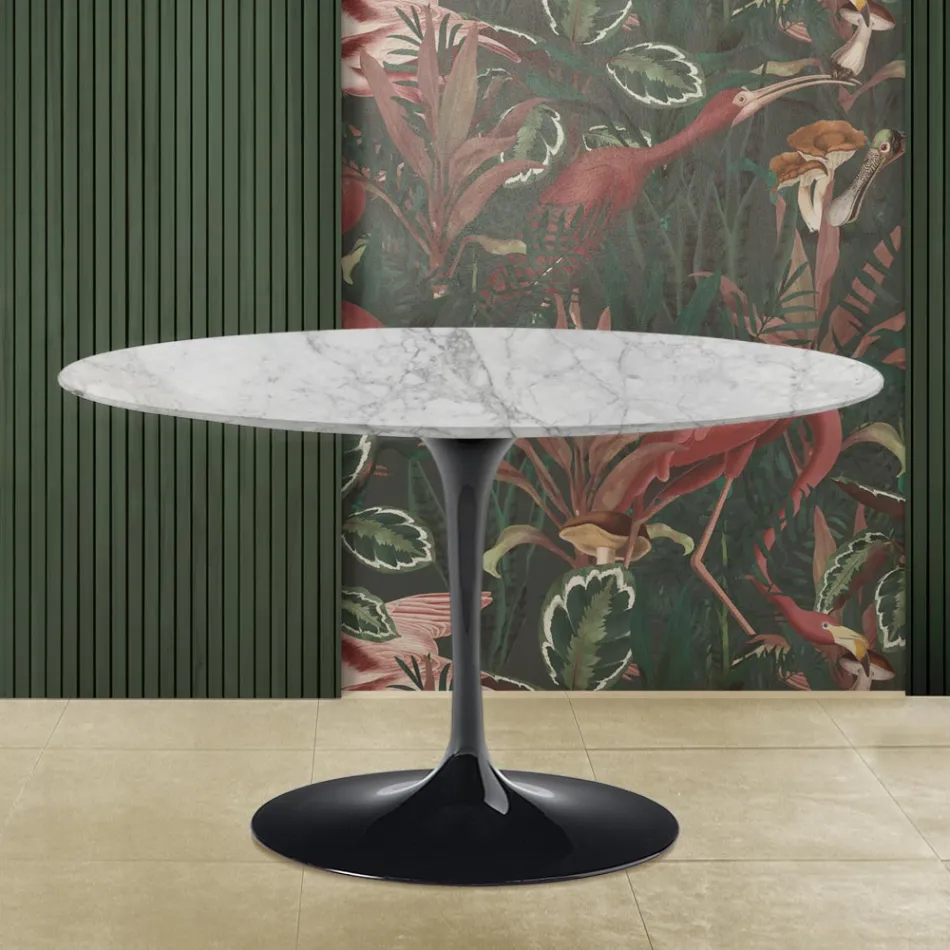 Mesa Tulip Eero Saarinen H 73 en Mármol Arabescato Made in Italy viadurini