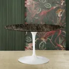 Eero Saarinen Mesa Tulip H 73 en Mármol Emperador Oscuro Made in Italy viadurini