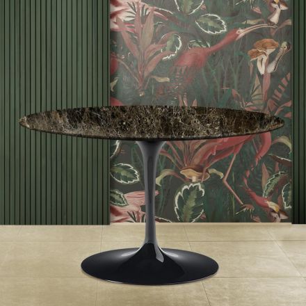 Mesa Eero Saarinen Tulip Alt. 73 de mármol Emperador Dark Made in Italy viadurini