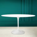 Mesa Tulip Eero Saarinen H 74 Ovalada en Cerámica Blanco Absoluto Made in Italy - Escarlata