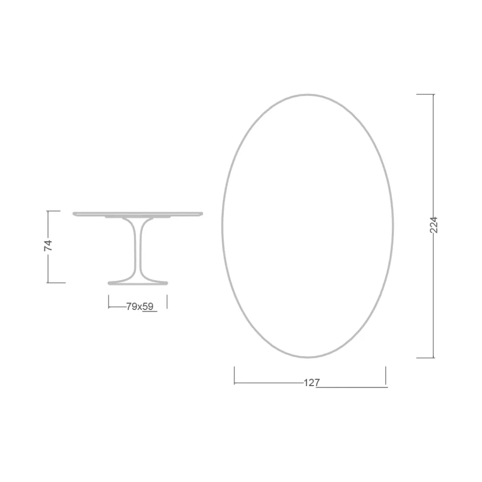 Mesa Tulip Eero Saarinen H 73 Ovalada en Cerámica Calacatta Michelangelo - Escarlata viadurini