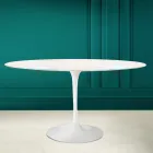 Mesa Tulip Eero Saarinen H 73 Ovalada en Cerámica Crema Diamante Made in Italy - Escarlata viadurini