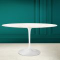 Mesa Tulip Eero Saarinen H 74 Ovalada en Cerámica Crema Diamante Made in Italy - Escarlata
