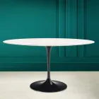 Mesa Tulip Eero Saarinen H 73 Ovalada en Cerámica Crema Diamante Made in Italy - Escarlata viadurini