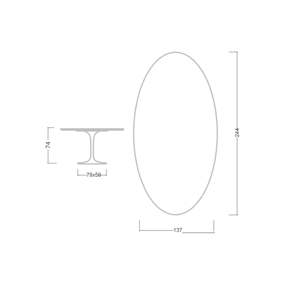 Mesa Tulip Eero Saarinen H 73 Oval en Cerámica Invisible Select Made in Italy - Escarlata viadurini
