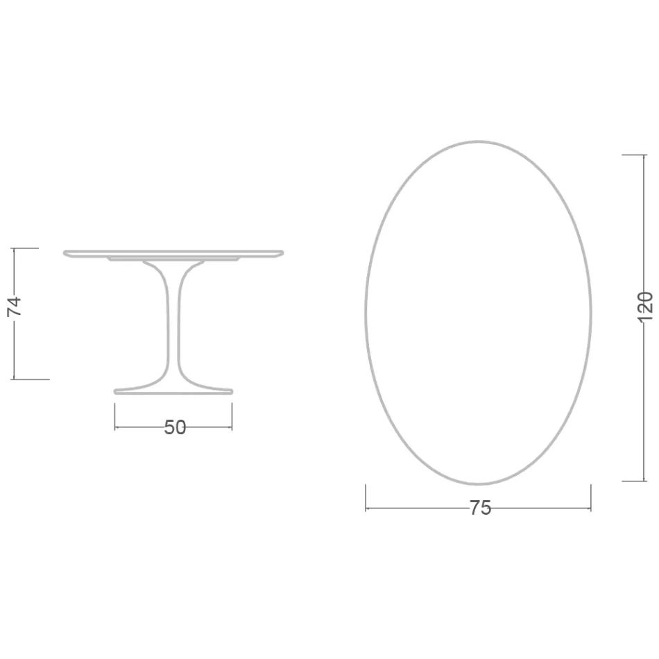 Mesa Tulip Eero Saarinen H 73 Ovalada en Cerámica Morpheus Made in Italy - Escarlata viadurini