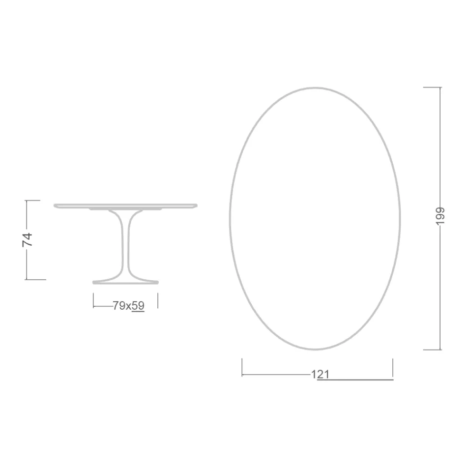 Mesa Tulip Eero Saarinen H 73 Oval en Cerámica Noir Laurent Made in Italy - Escarlata viadurini