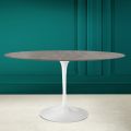 Mesa Tulip Eero Saarinen H 74 Ovalada en Cerámica Pietra Gris Made in Italy - Escarlata