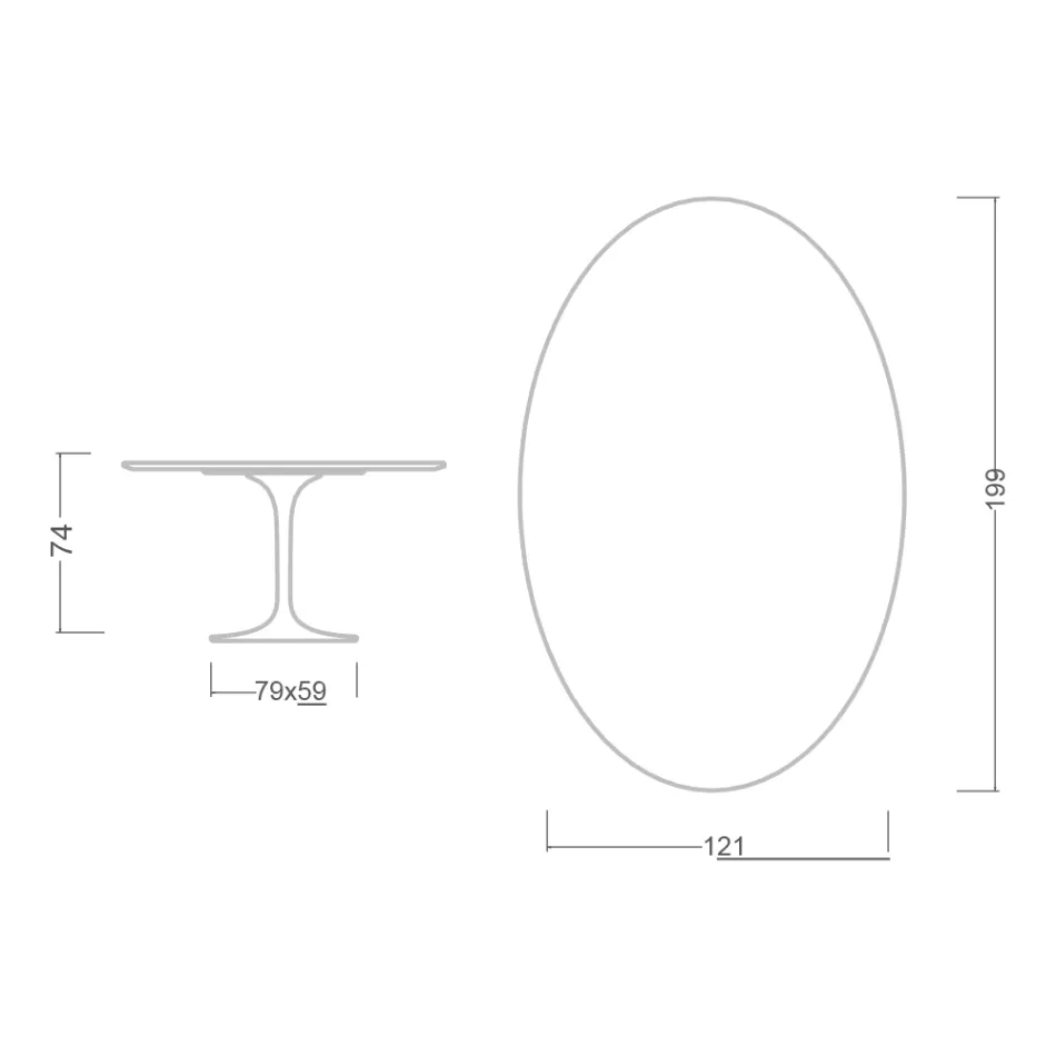 Mesa Tulip Eero Saarinen H 73 Ovalada en Cerámica Statuario Altissimo Made in Italy - Escarlata viadurini