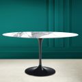 Mesa Tulip Eero Saarinen H 74 Ovalada en Cerámica Statuario Altissimo Made in Italy - Escarlata