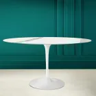 Mesa Tulip Eero Saarinen H 73 Ovalada en Cerámica Statuario Veta Llena - Escarlata viadurini