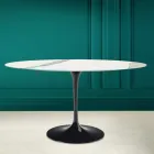 Mesa Tulip Eero Saarinen H 73 Ovalada en Cerámica Statuario Veta Llena - Escarlata viadurini