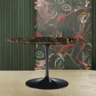 Eero Saarinen Mesa Tulip H 73 Ovalada en Mármol Emperador Oscuro Made in Italy - Escarlata viadurini