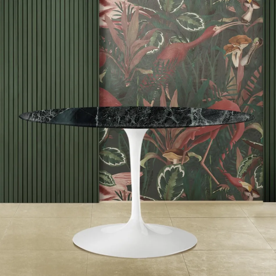 Eero Saarinen Mesa Tulip H 73 Ovalada en Mármol Verde Alpi Made in Italy - Escarlata viadurini
