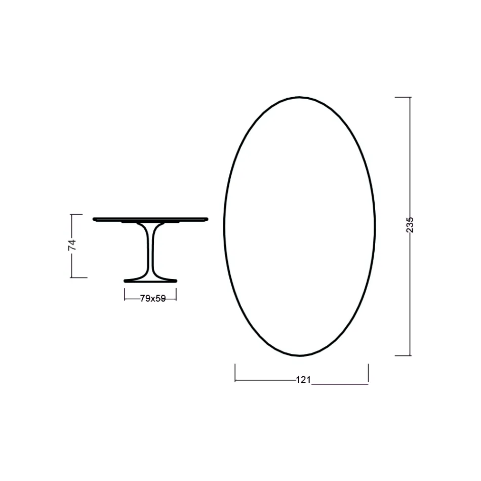 Mesa Tulip Eero Saarinen H 73 Ovalada en Roble Teñido de Cerezo Made in Italy - Escarlata viadurini