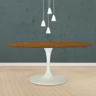 Eero Saarinen Mesa Tulip H 73 Ovalada en Roble Teñido de Nogal Claro Made in Italy - Escarlata viadurini