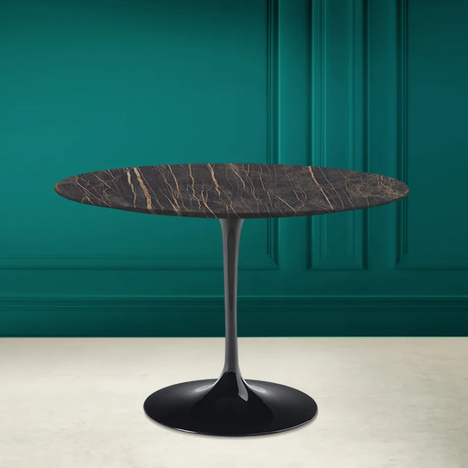 Mesa Tulip Eero Saarinen H 73 Redonda Cerámica Noir Desire Made in Italy - Escarlata viadurini
