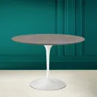Mesa Tulip Eero Saarinen H 73 Redonda en Cerámica Pietra Gris Made in Italy - Escarlata viadurini